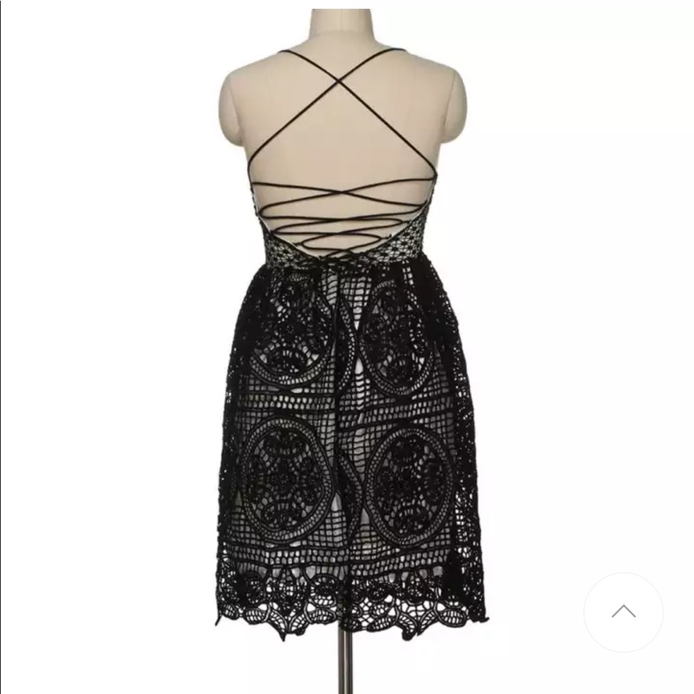 1 Left! Black Crochet Lace Strappy Dress - Picture 5 of 8